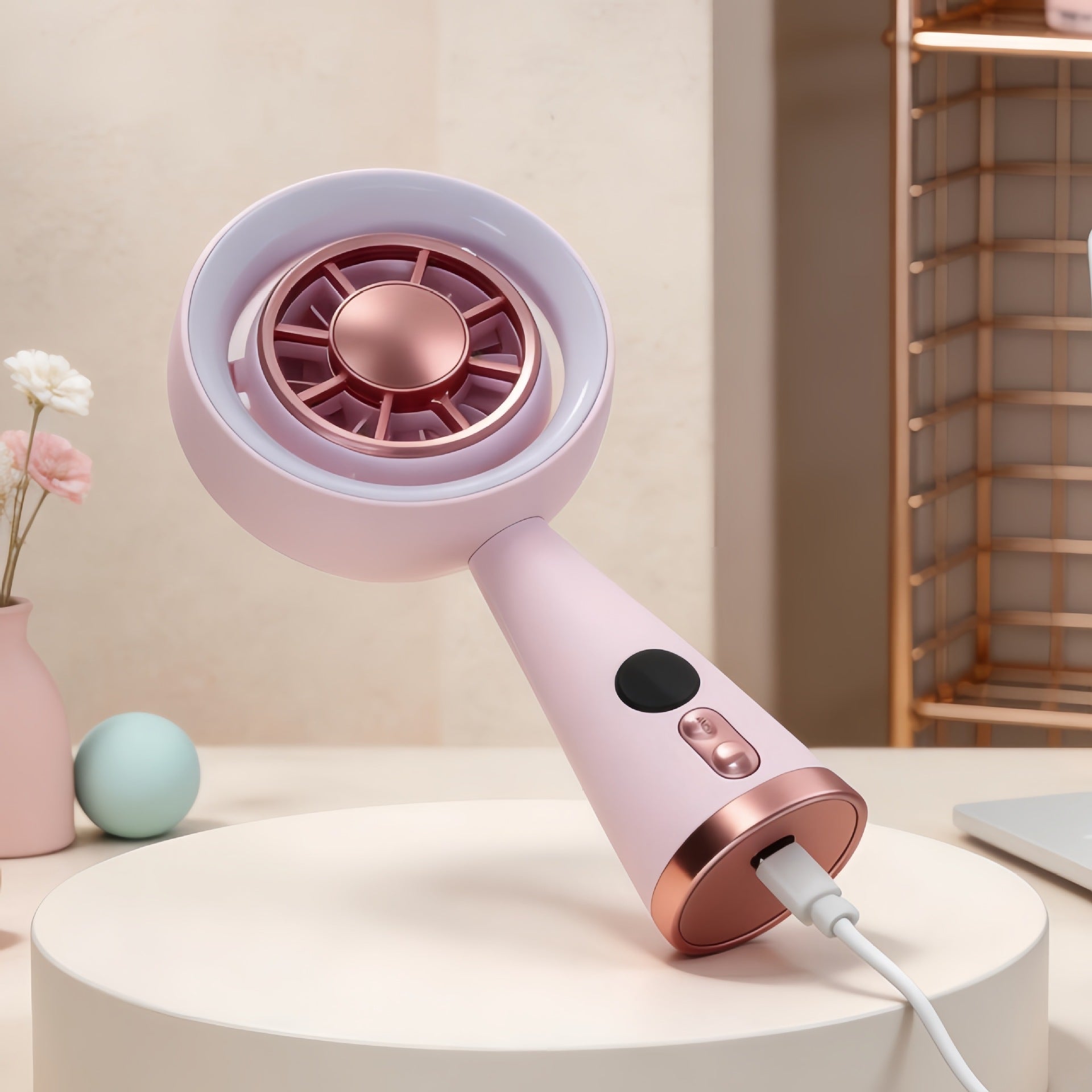 Mini Ventilateur Portable Rechargeable avec Éclairage LED et Affichage Numérique 2