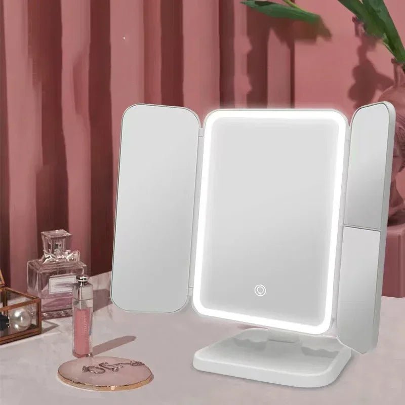 Miroir Maquillage LED Pliable avec Éclairage Réglable et Angle Ajustable 4