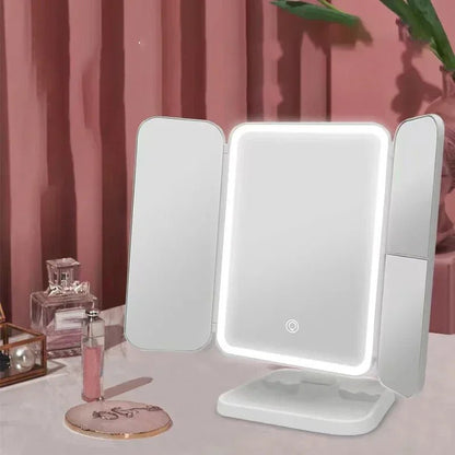 Miroir Maquillage LED Pliable avec Éclairage Réglable et Angle Ajustable 4