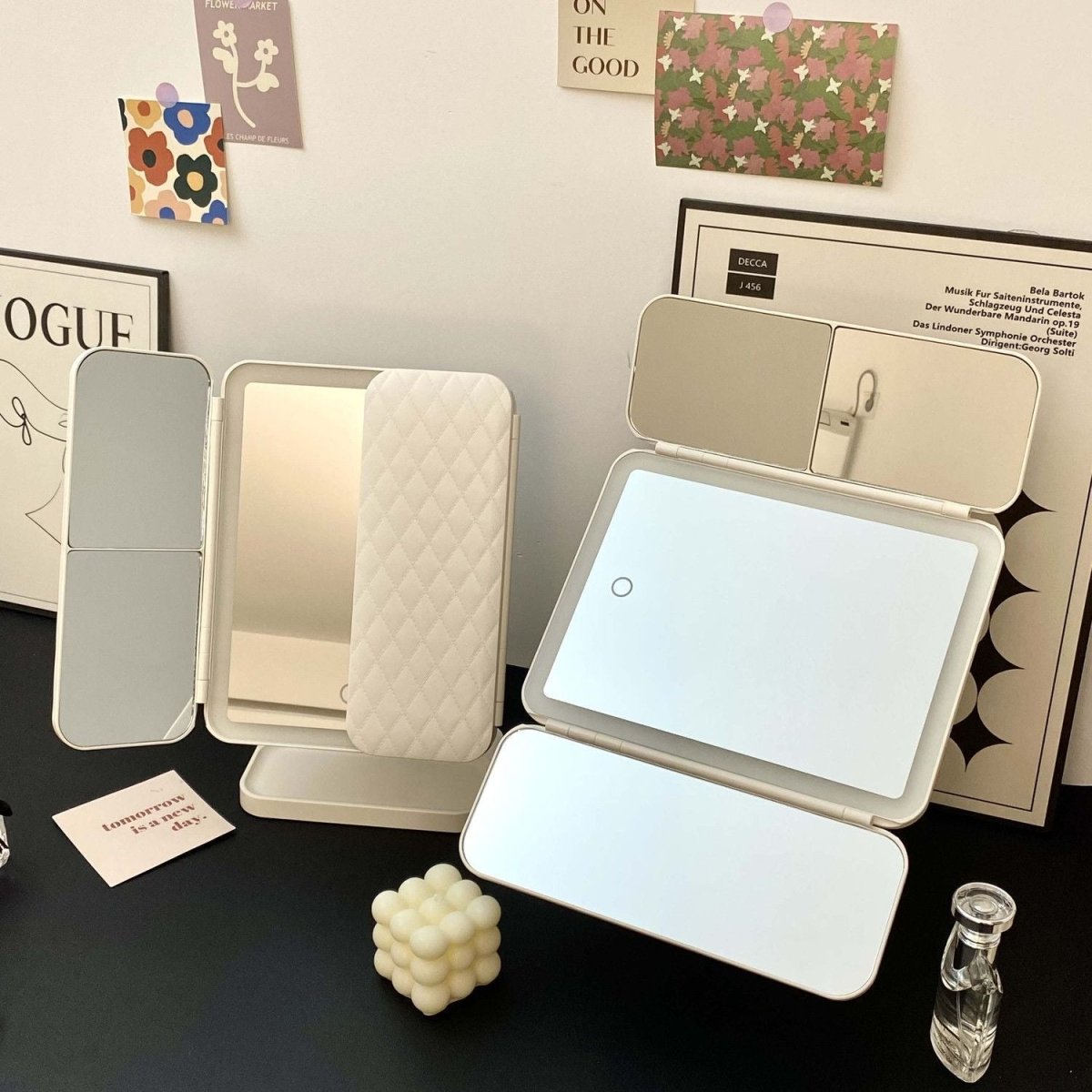 Miroir Maquillage LED Pliable avec Éclairage Réglable et Angle Ajustable 7