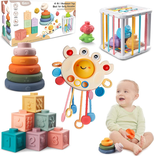 Jeux Éducatifs Bébé 4 en 1 Développement Sensoriel Sécuritaire - BlxckFR