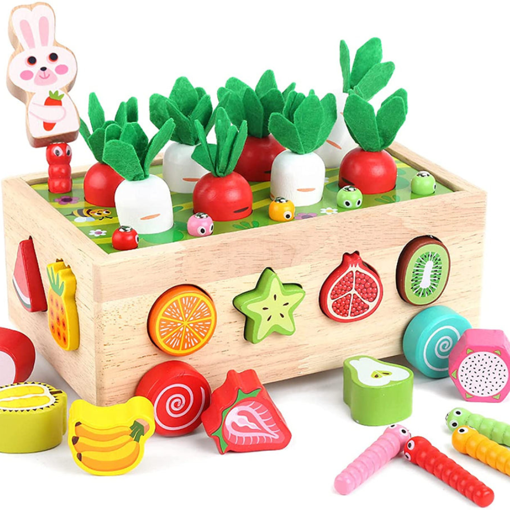 Jeu d'Apprentissage Fruits et Légumes en Bois pour Enfants - BlxckFR