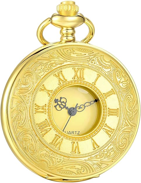 Montre à Gousset Ancienne Vintage Classique avec Chiffres Romains et Chaîne 37 cm 7
