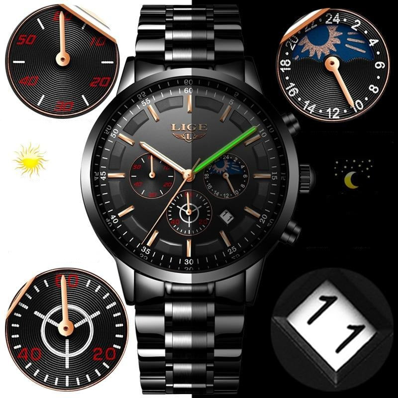 Montre militaire en acier noir 1
