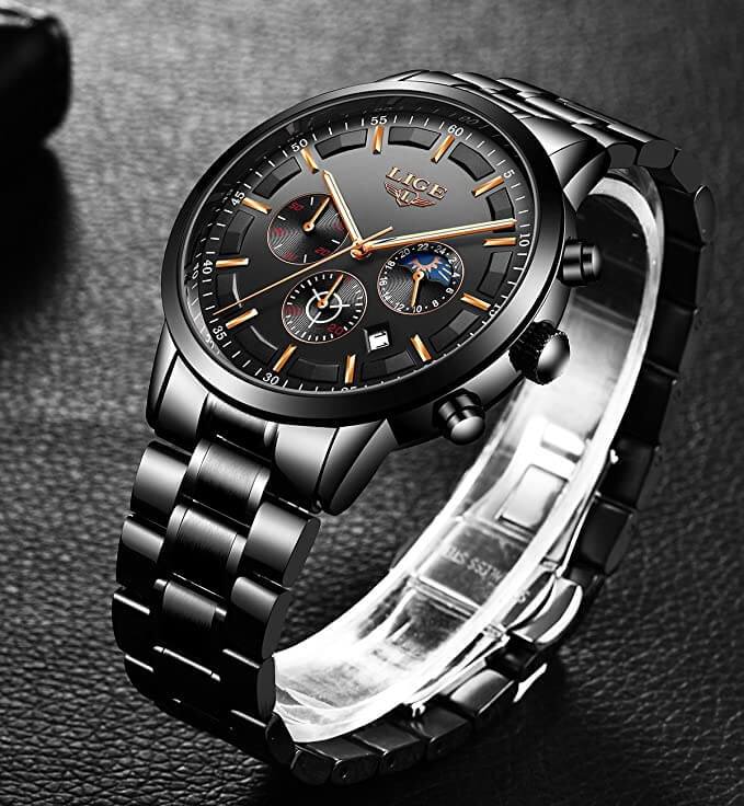 Montre militaire en acier noir 6