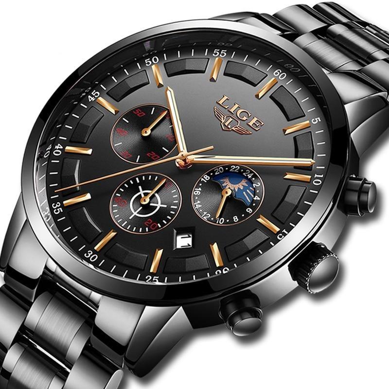 Montre militaire en acier noir 8