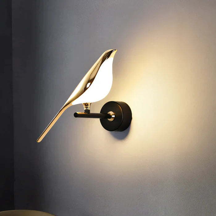 Lampe Murale Design Oiseau Élégant Doré