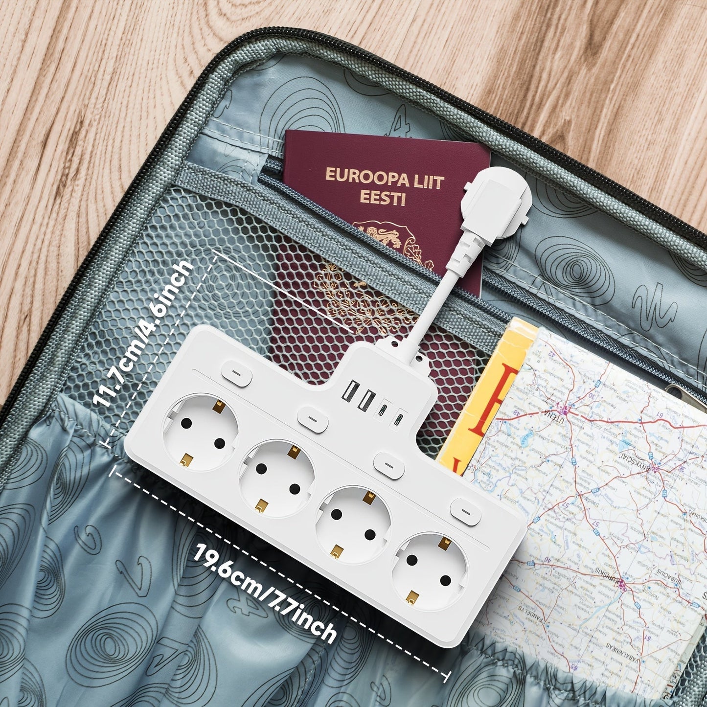 Multiprise 7 en 1 avec Interrupteur et Ports USB Compacte 2