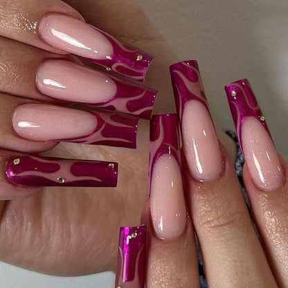 Ongles Auto-Adhésifs Roses Luxe | Facile à Appliquer et Raffinés