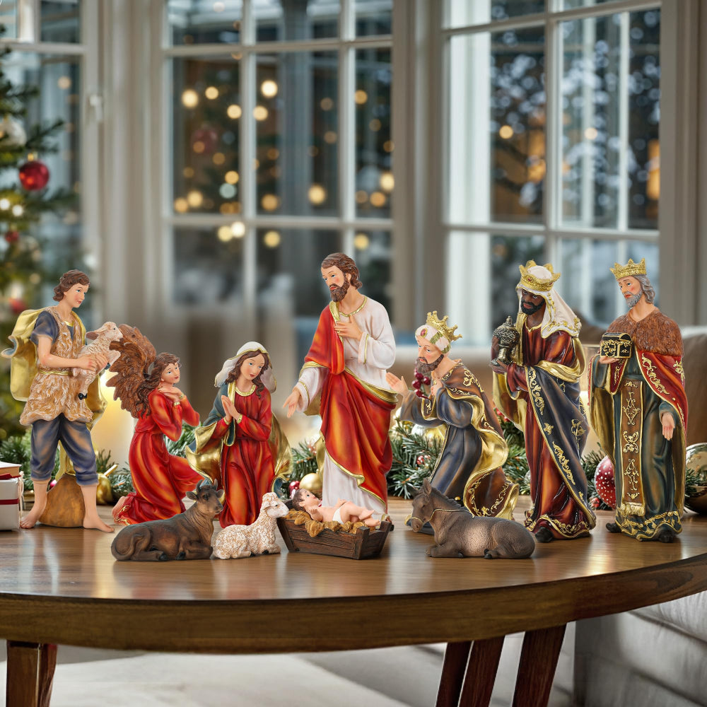 Crèche de Noël Lumineuse en Bois pour Table