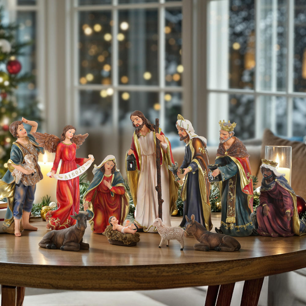 Crèche de Noël Lumineuse en Bois pour Table