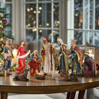 Crèche de Noël Lumineuse en Bois pour Table