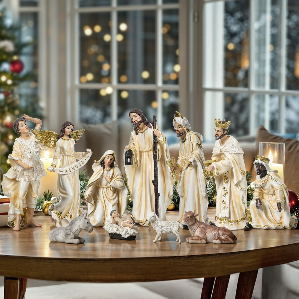 Crèche de Noël Lumineuse en Bois pour Table