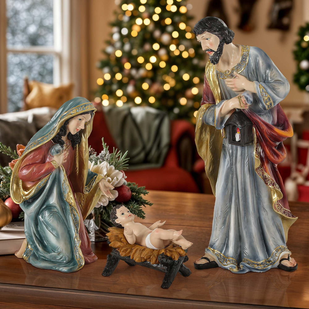 Crèche de Noël Lumineuse en Bois pour Table