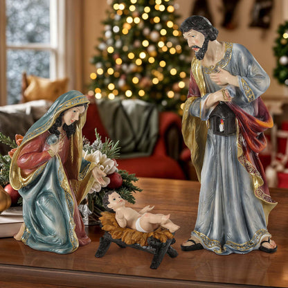 Crèche de Noël Lumineuse en Bois pour Table