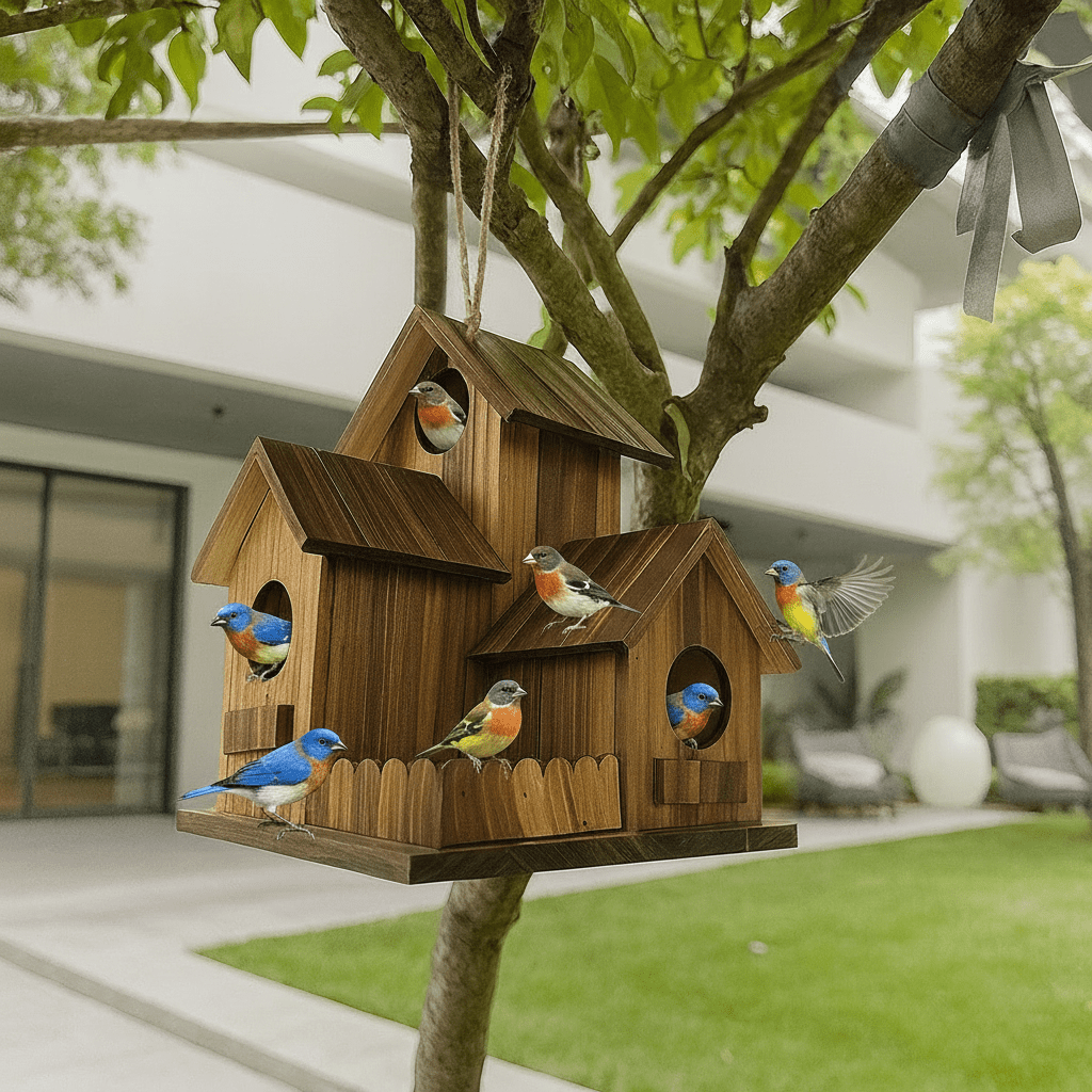 Nichoir en Bois Multi-Chambres pour Oiseaux 2