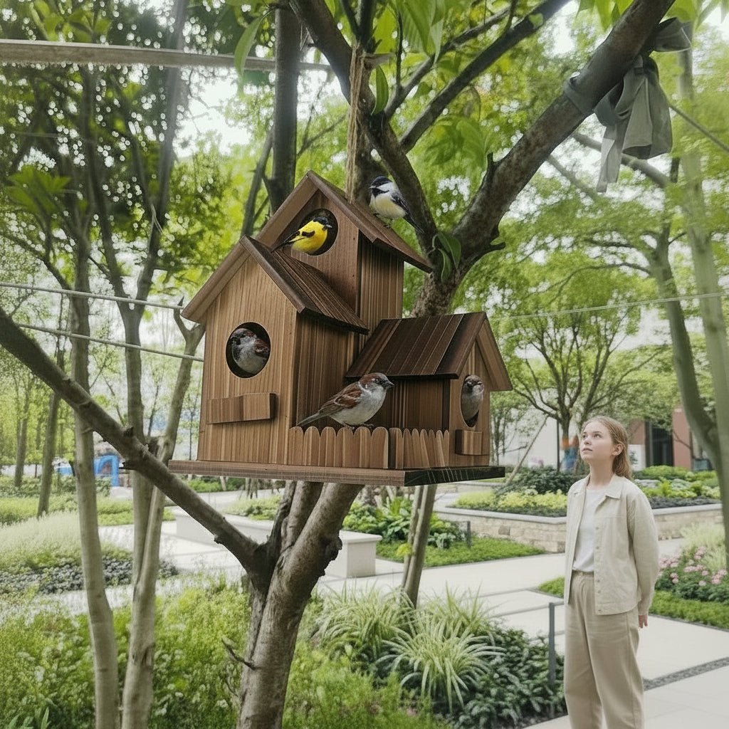 Nichoir en Bois Multi-Chambres pour Oiseaux 3