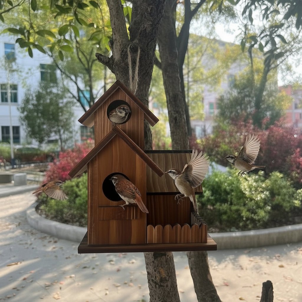 Nichoir en Bois Multi-Chambres pour Oiseaux 5