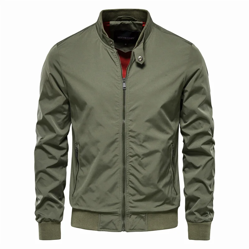 Veste Homme Intelligente Mi-Saison avec Col Montant et Aspect Élégant