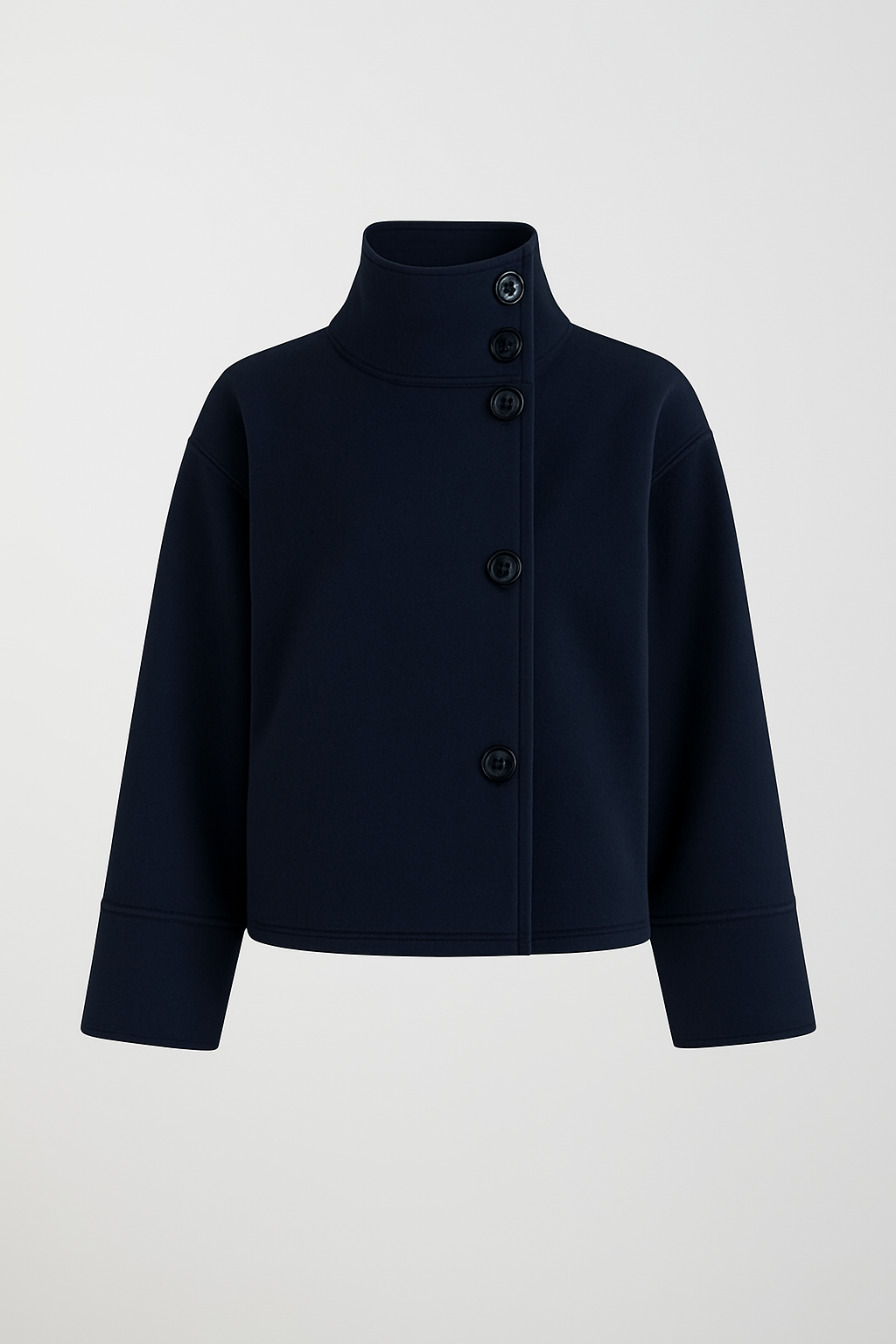Manteau Court Femme Élégant Col Revers et Fermeture Bouton