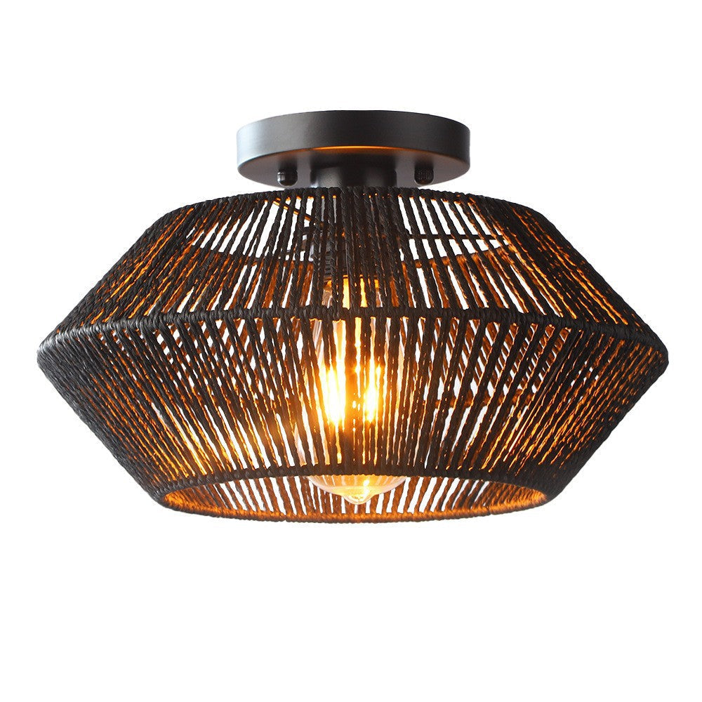 Lampe Plafond bambou Tressé Élégante - Foivo