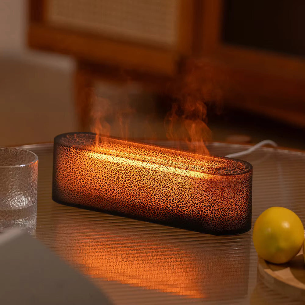 Lampe d'ambiance à effet flamme avec diffuseur d'aromathérapie
