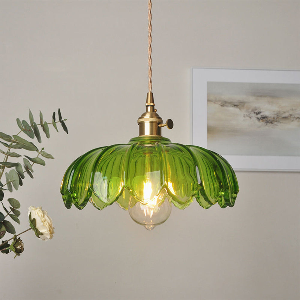 Lampe Suspendue Élégante en Verre et Cuivre