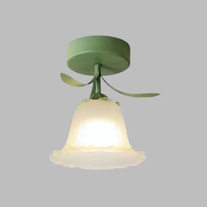 Lampe Plafond Vintage Fleur en Verre Délicat
