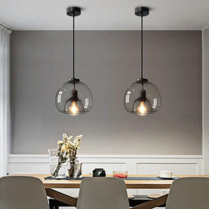 Lumière Suspendue en Verre Fumé - Lampe Plafond Élégante Réglable