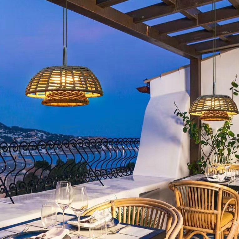 Lampe Suspendue en Bambou Naturel | Luminaire LED Extérieur Robuste