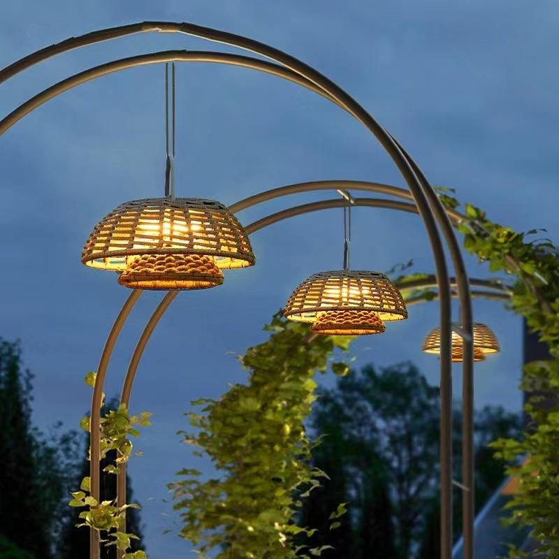 Lampe Suspendue en Bambou Naturel | Luminaire LED Extérieur Robuste