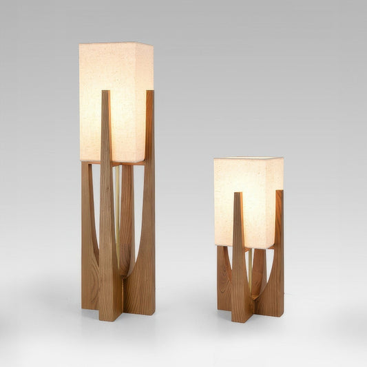 Lampe Bois Élégante Japonaise avec Abat-jour en Tissu - Foivo