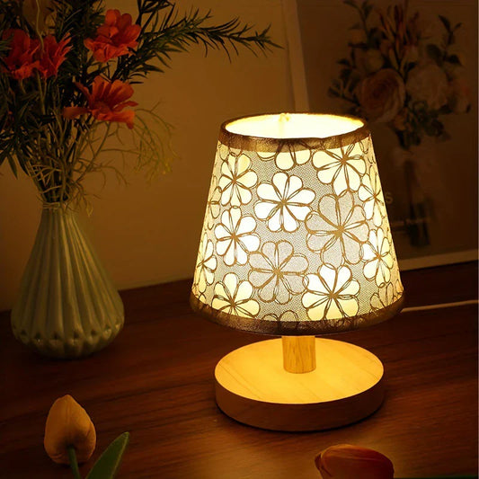 Lampe de table en bois délicat Fleurs discrètes - BlxckFR