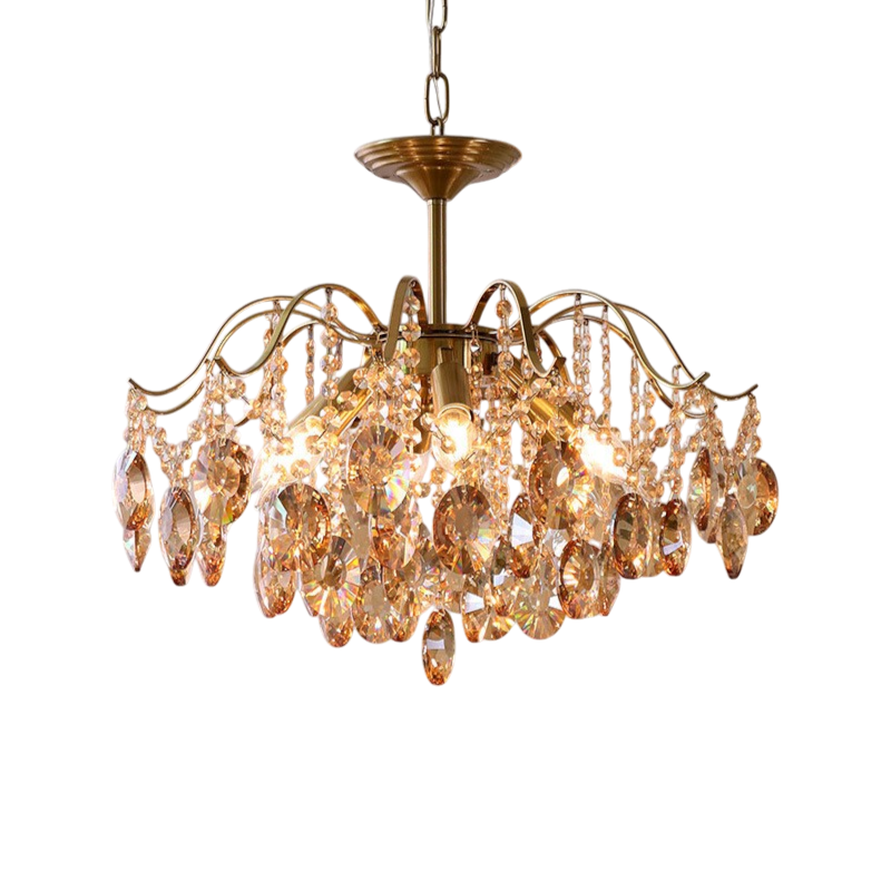 Lustre Cristal Chic Époque avec Lumière Chaude - Foivo