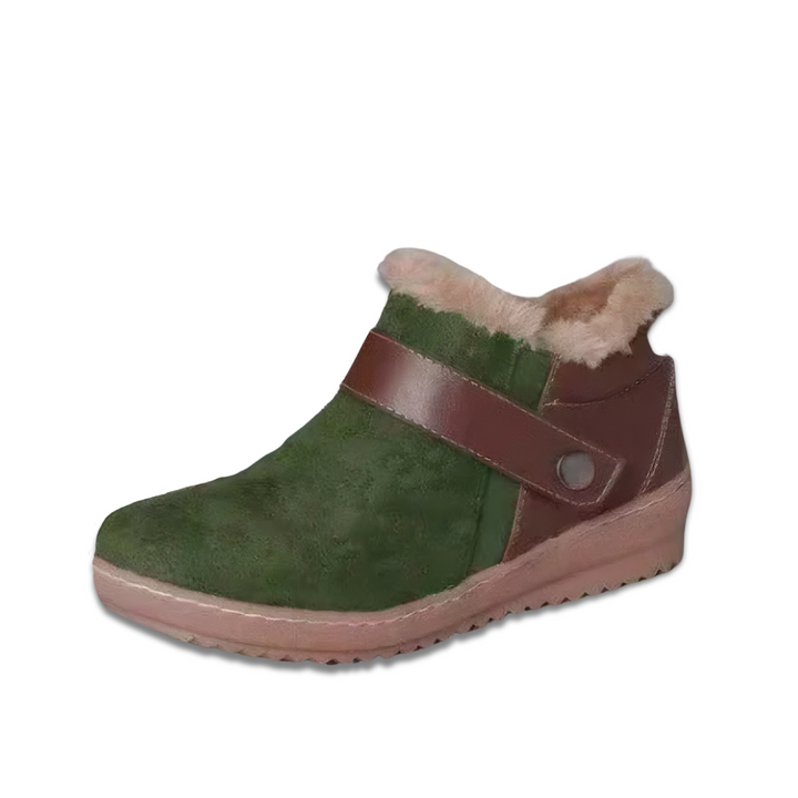 Bottes de cheville en cuir artificiel hiver chaudes