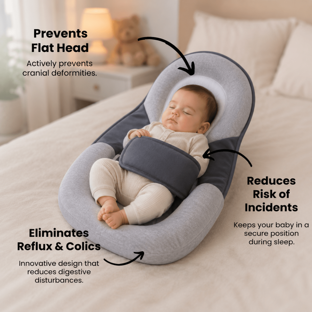 Oreiller pour Bébé Ergonomique Incliné 3
