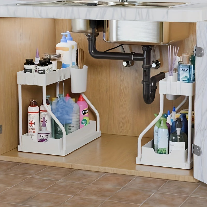 Organisateur Cuisine Multifonctionnel à 2 Niveaux avec Tiroir Coulissant 6