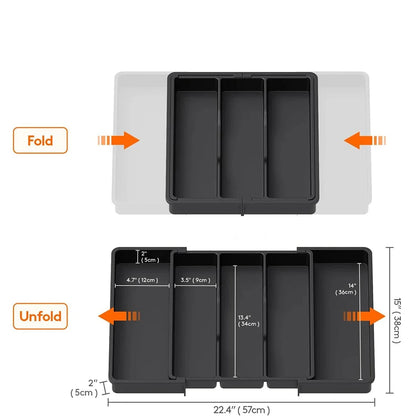Organisateur Cuisine Extensible Plastique Compartiments Ajustables - Foivo