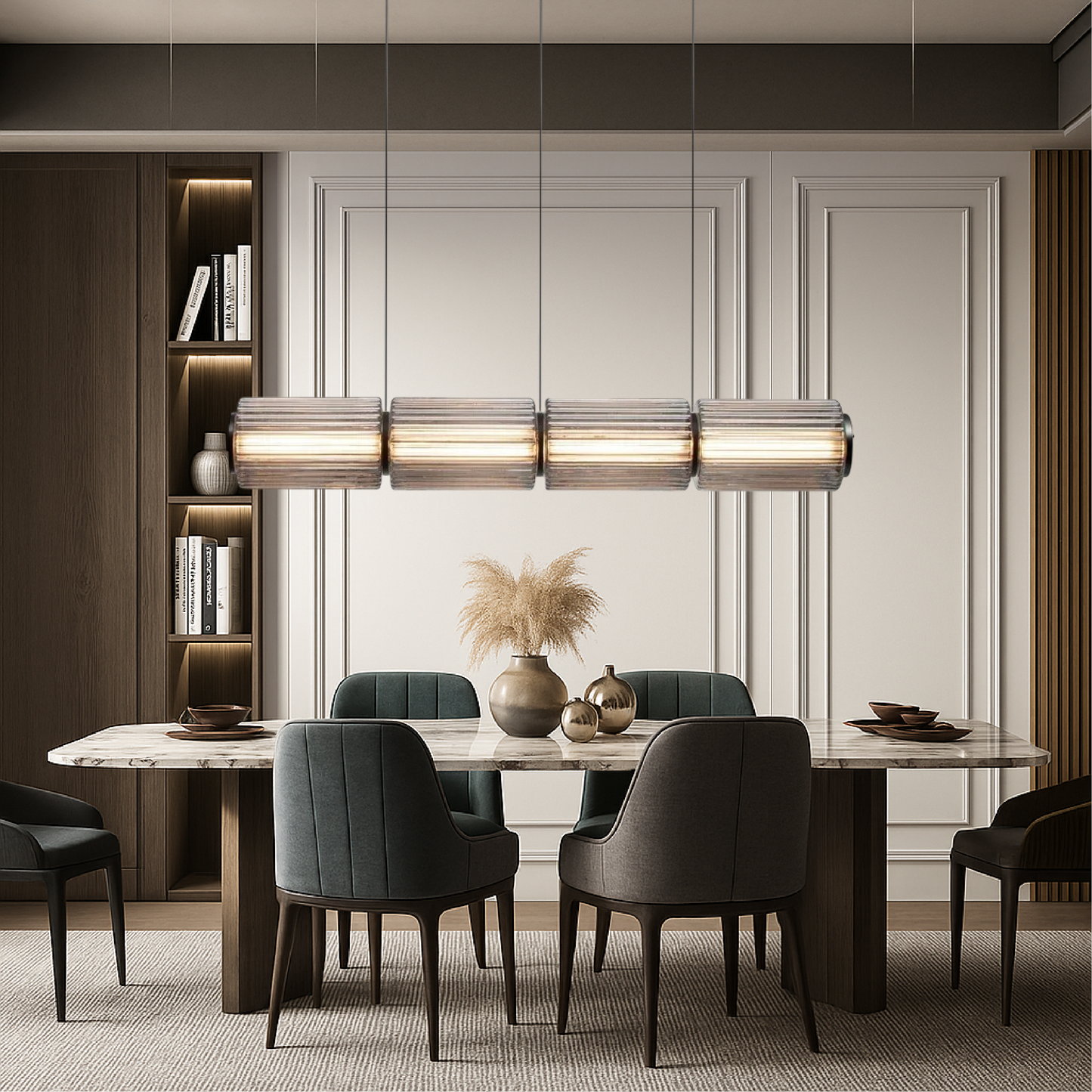 Luminaire Suspendu en Verre Transparent avec LED Moderne