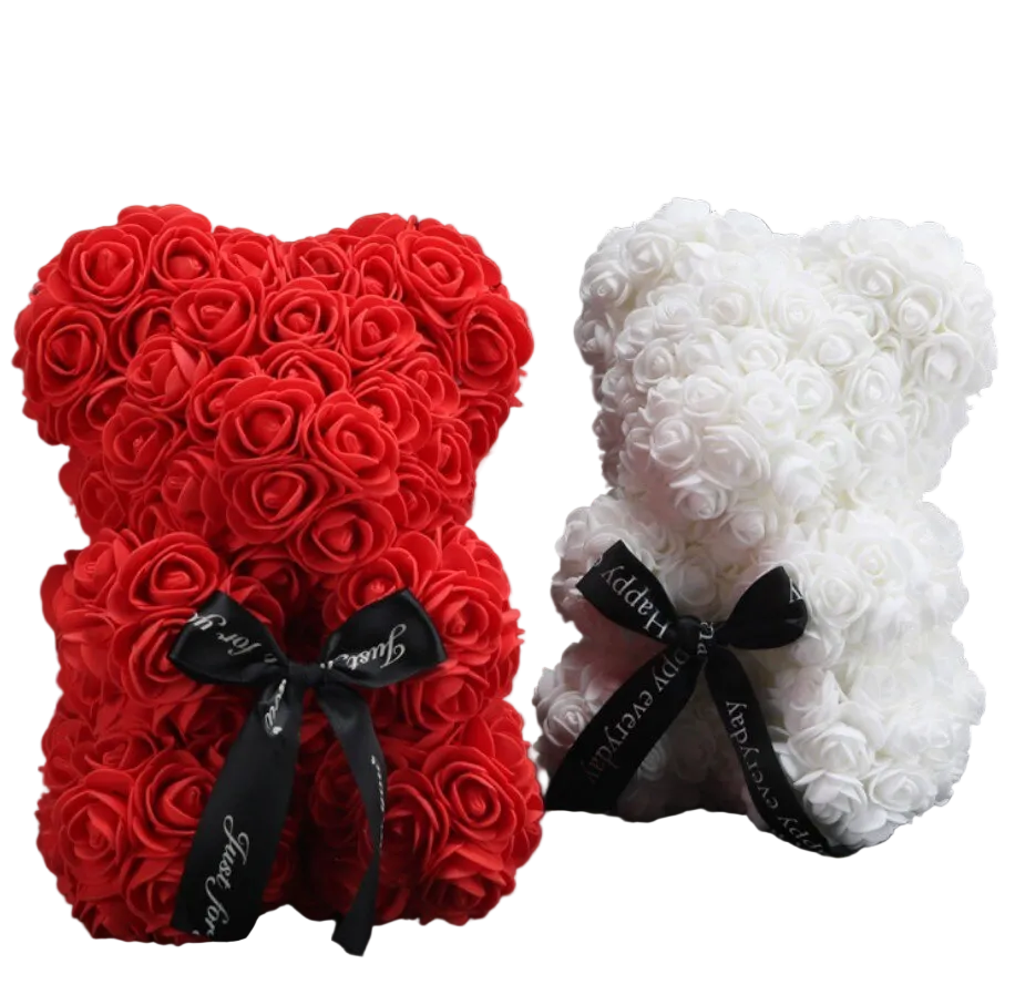 Ours en Roses Artificielles Femme Décoratif - Foivo