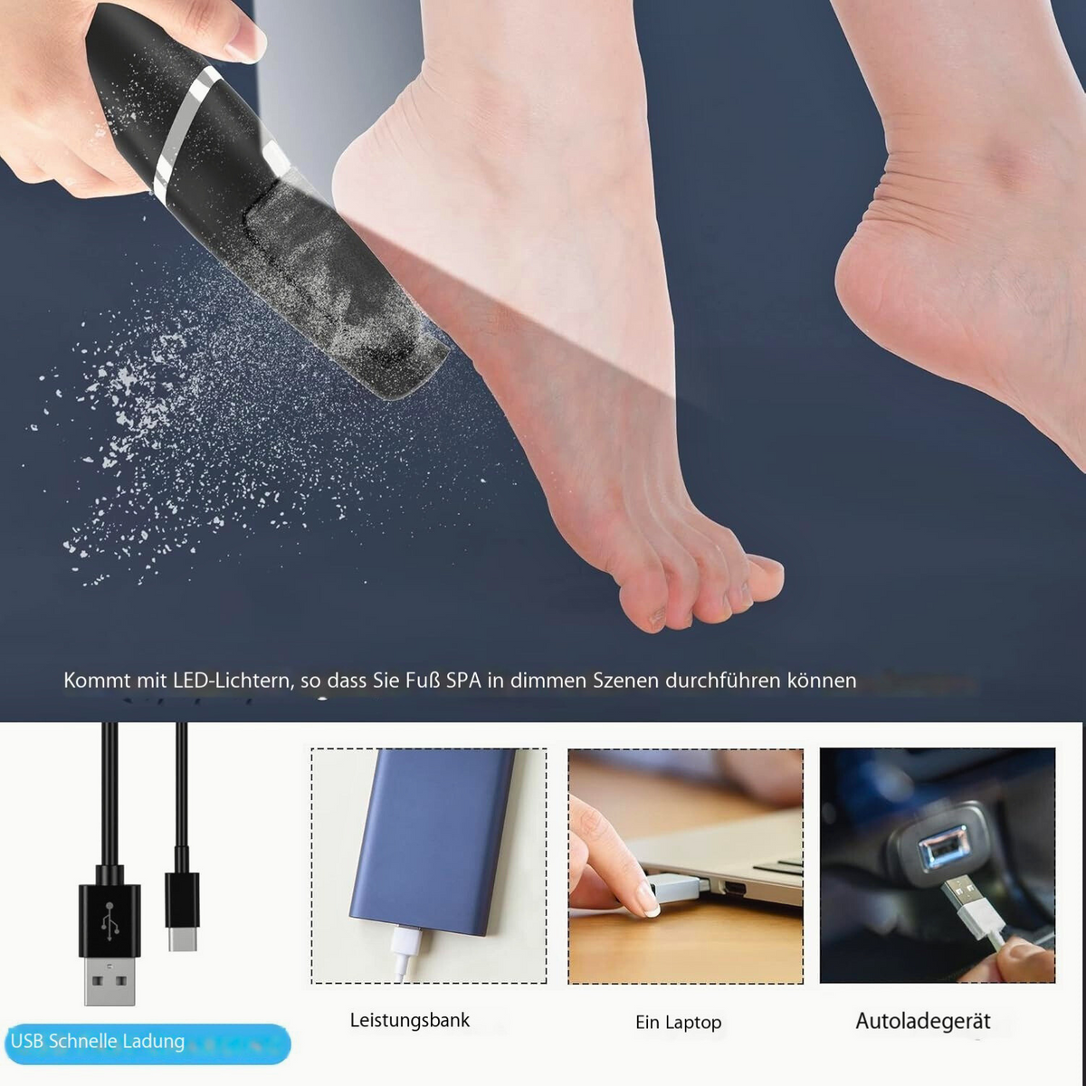 Outil de Soin des Pieds Électrique avec Rouleaux Rotatifs 360° 1