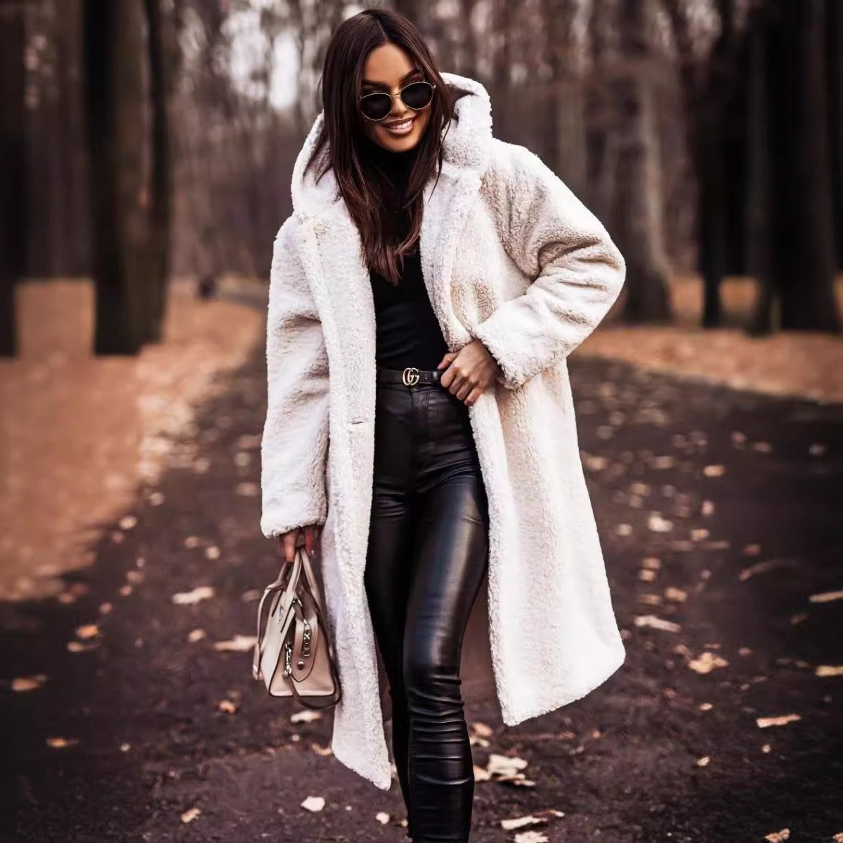 Manteau Élégant Femme Hiver - Longueur Intégrale en Laine Douillet avec Fermeture Boutons