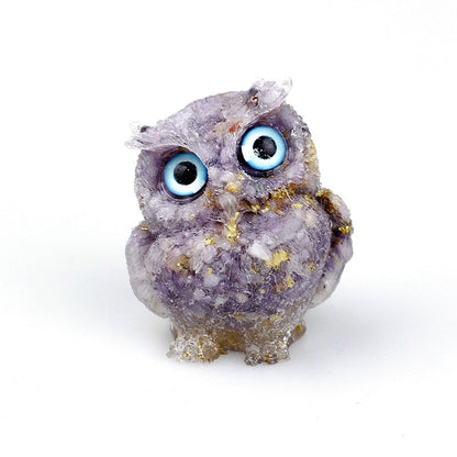 Figurine Hibou Cristal Naturel Élégant pour Déco Maison
