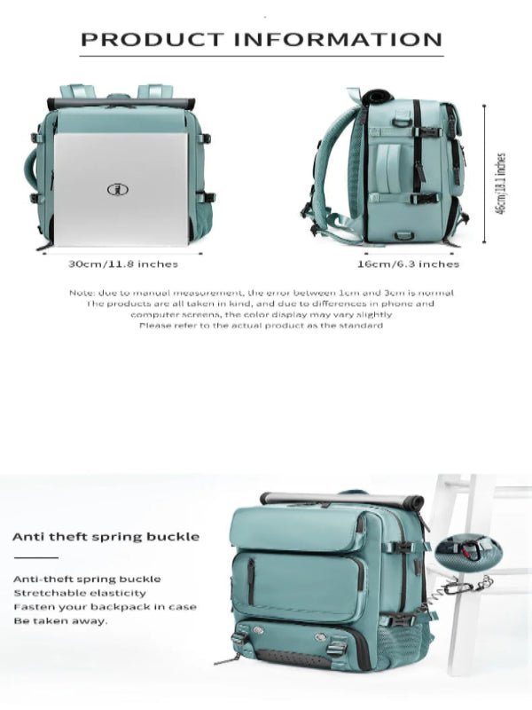Sac à dos de voyage Unisexe Étanche avec port USB et compartiment
