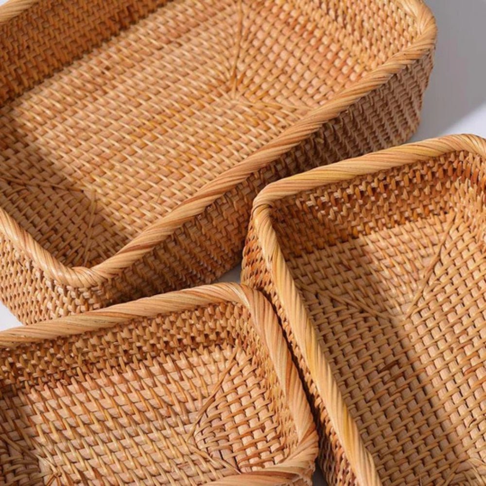 Panier Rangement Unisexe Rotin Tissé Main Rectangulaire