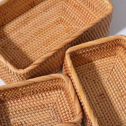 Panier Rangement Unisexe Rotin Tissé Main Rectangulaire