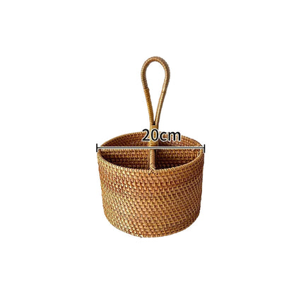 Panier de rangement Femme en Osier Rond Design Naturel - Foivo