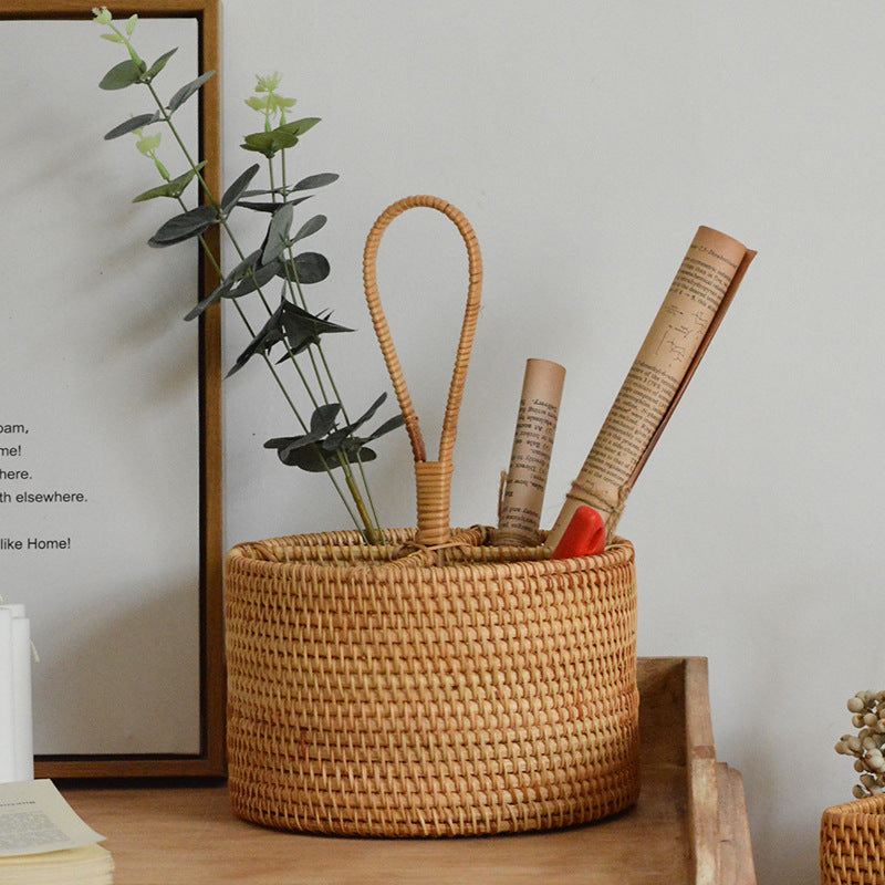 Panier de Rangement Rond pour Femme Design Naturel 4
