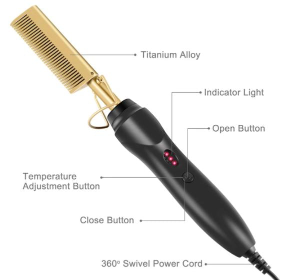 Peigne Chauffant Électrique pour Cheveux Lisses 0