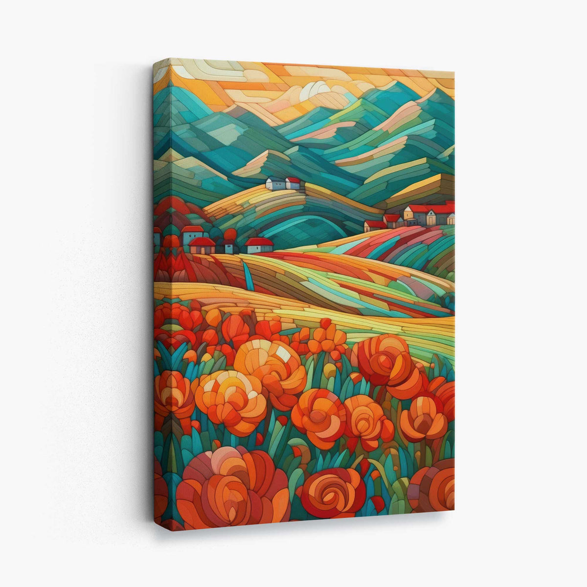 Tableau Abstrait Paysage avec Fleurs Décoratif - Foivo